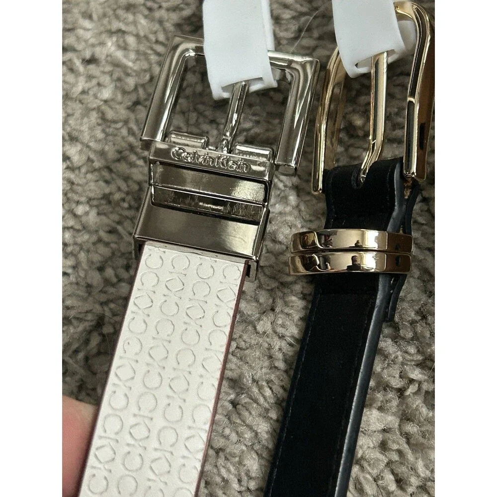 Calvin Klein 2 Piece Reversible Belt Black / White Size XL New